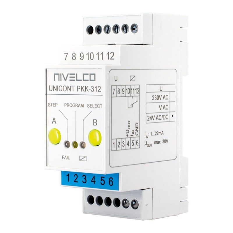 Công tắc theo dòng 4–20 mA NIVELCO UNICONT PKK – 2 ngưỡng, rơ le 8 A, cấp nguồn cảm biến, Ex ia – Công tắc theo dòng 4–20 mA