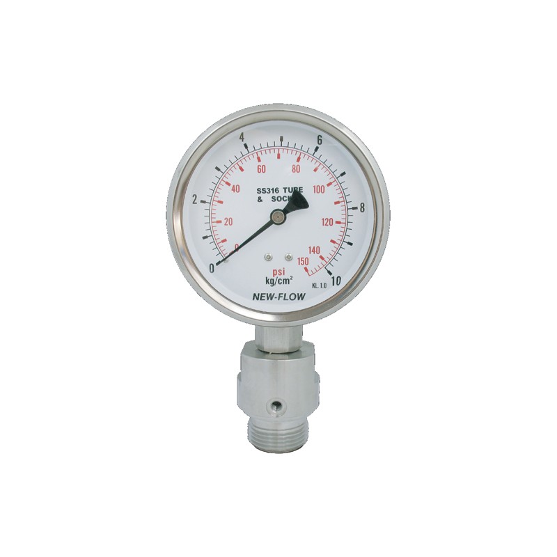 Đồng hồ áp suất màng DT104 New-Flow – màng ren lớn 1″ / 1½″ / 2″ NPT cho chất nhớt, bùn – màng ren lớn NPT
