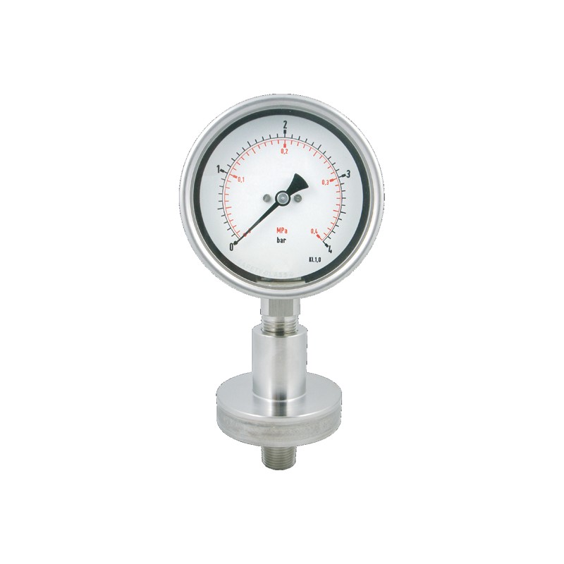 Đồng hồ áp suất màng ren DT108 New-Flow – màng lớn Ø75 kiểu kinh tế, ren ¼″–½″, đo dải thấp và chân không – màng cách ly ren màng lớn dải thấp