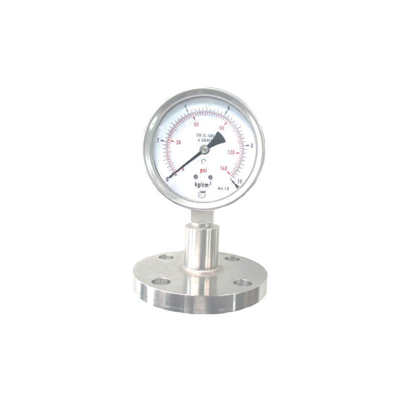 Đồng hồ áp suất màng phẳng DT127 New-Flow – màng mặt bích phẳng (flush) 1″–3″ cho bùn, sơn, chất kết tinh – màng phẳng mặt bích