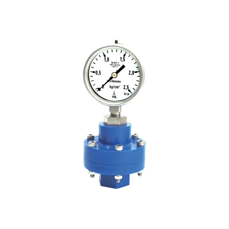 Đồng hồ áp suất màng nhựa DT132 New-Flow – thân PVC / PVDF, màng EPDM + PTFE cho axit – màng cách ly thân nhựa PVC PVDF