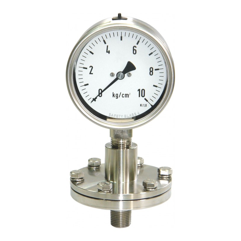 Đồng hồ áp suất màng New-Flow PGS + DT – cho hóa chất, môi chất đặc – đồng hồ inox lắp màng ngăn