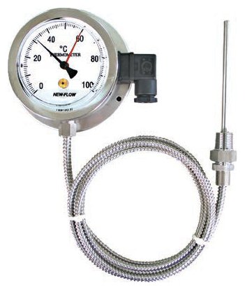 Đồng hồ nhiệt độ dây có tiếp điểm New-Flow SAE gắn tủ